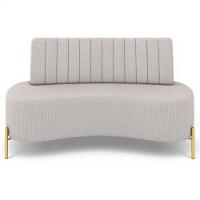 Sofá 2 Lugares 160cm Pés Aço Dourado Tamar Linho Areia Z08 - Mpozenato - 5