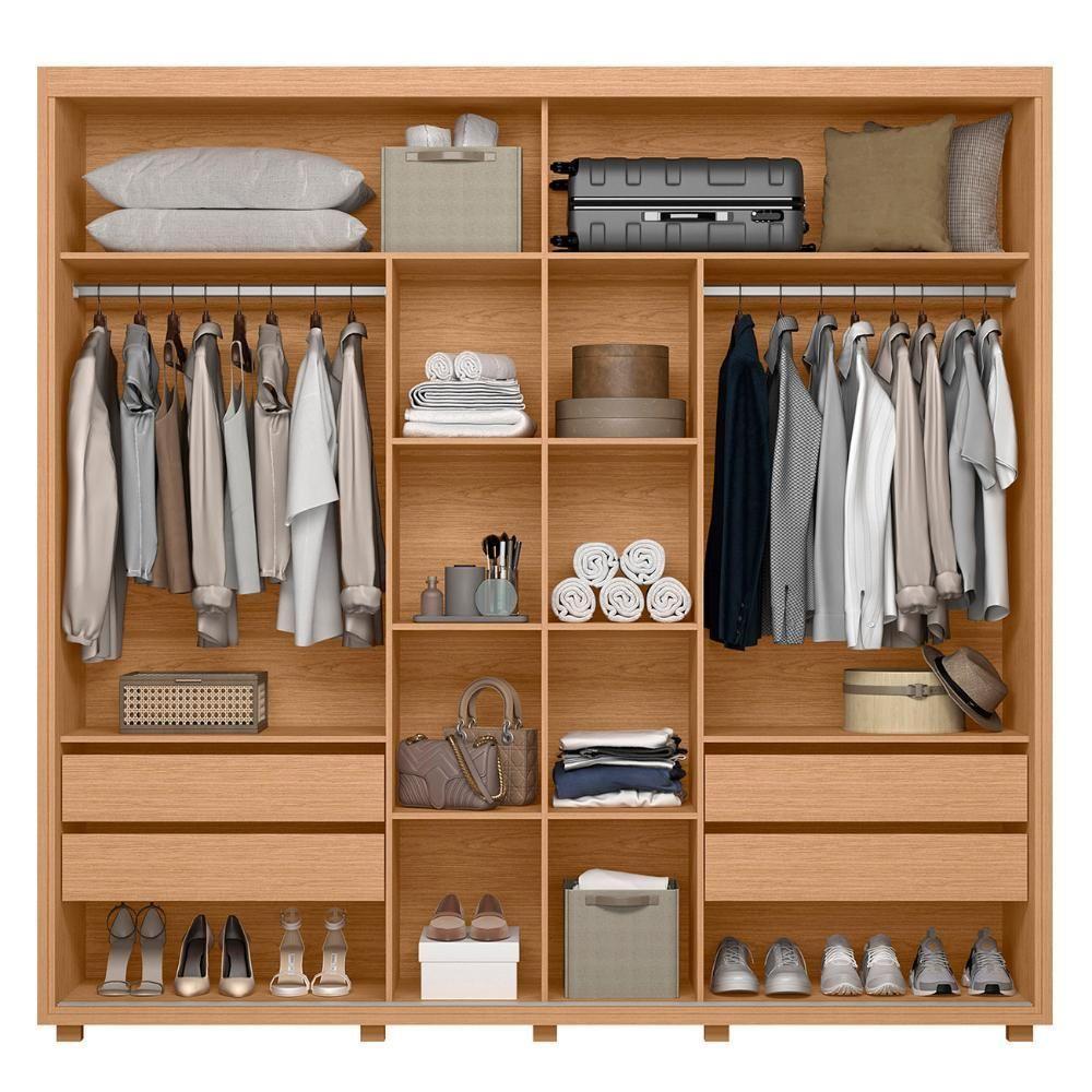 Guarda Roupa Casal 240cm Com Espelho Aline Flex A02 Off/titanium - Mpozenato - 6