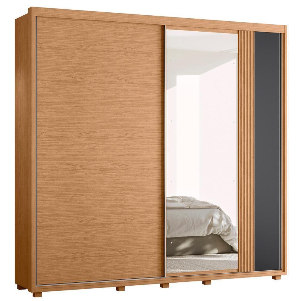 Guarda Roupa Casal 240cm Com Espelho Aline Flex A02 Off/titanium - Mpozenato - 7