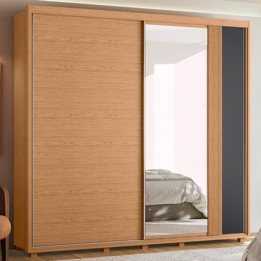 Guarda Roupa Casal 240cm Com Espelho Aline Flex A02 Off/titanium - Mpozenato - 8