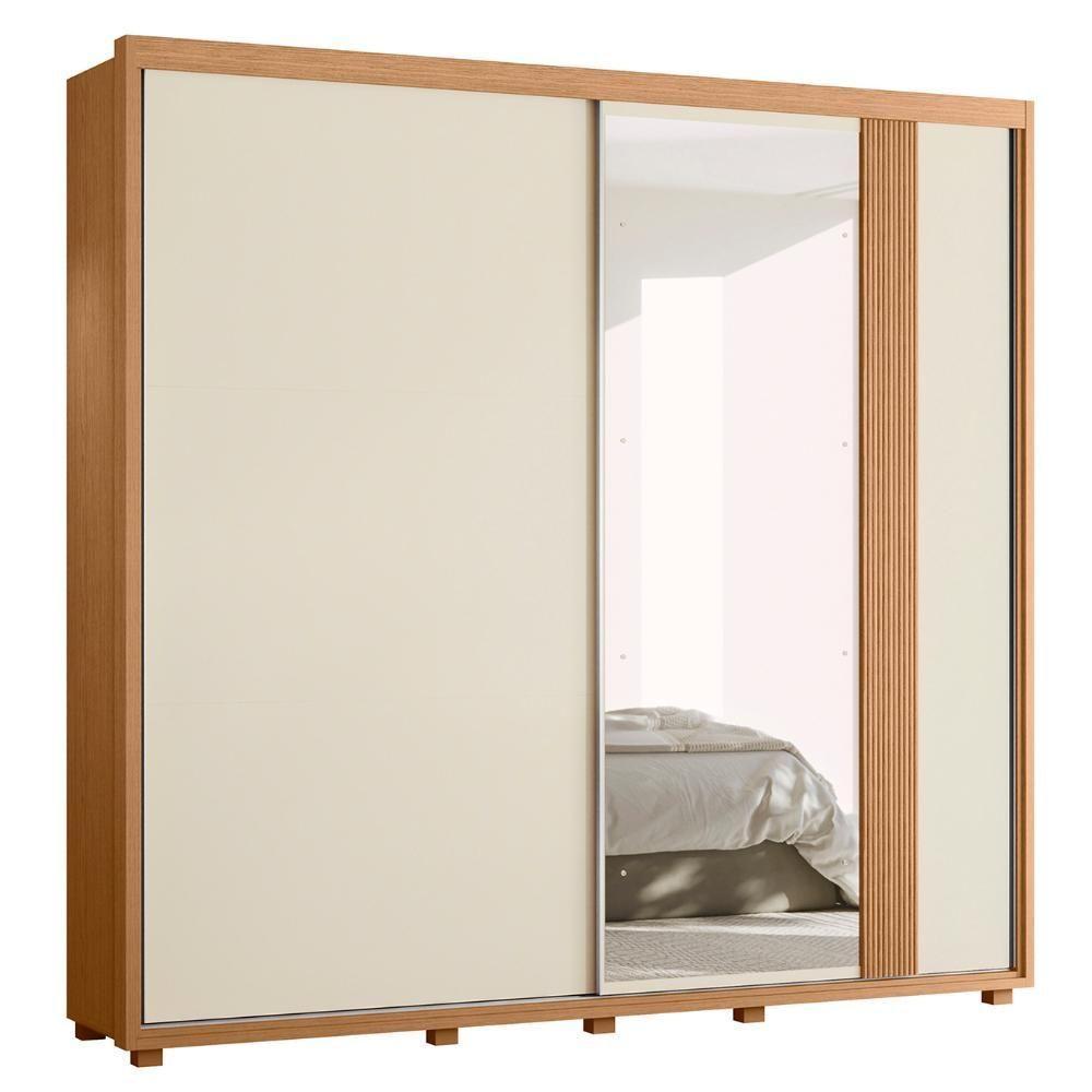 Guarda Roupa Casal 240cm Com Espelho Aline Flex A02 Off/titanium - Mpozenato - 9
