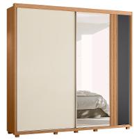 Guarda Roupa Casal 240cm Com Espelho Aline Flex A02 Off/titanium - Mpozenato - 1