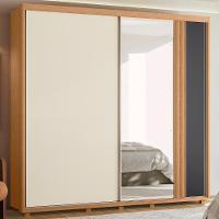 Guarda Roupa Casal 240cm Com Espelho Aline Flex A02 Off/titanium - Mpozenato - 2