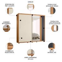 Guarda Roupa Casal 240cm Com Espelho Aline Flex A02 Off/titanium - Mpozenato - 3