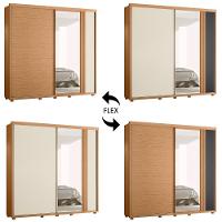 Guarda Roupa Casal 240cm Com Espelho Aline Flex A02 Off/titanium - Mpozenato - 5