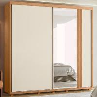Guarda Roupa Casal 240cm Com Espelho Aline Flex A02 Off/titanium - Mpozenato - 10