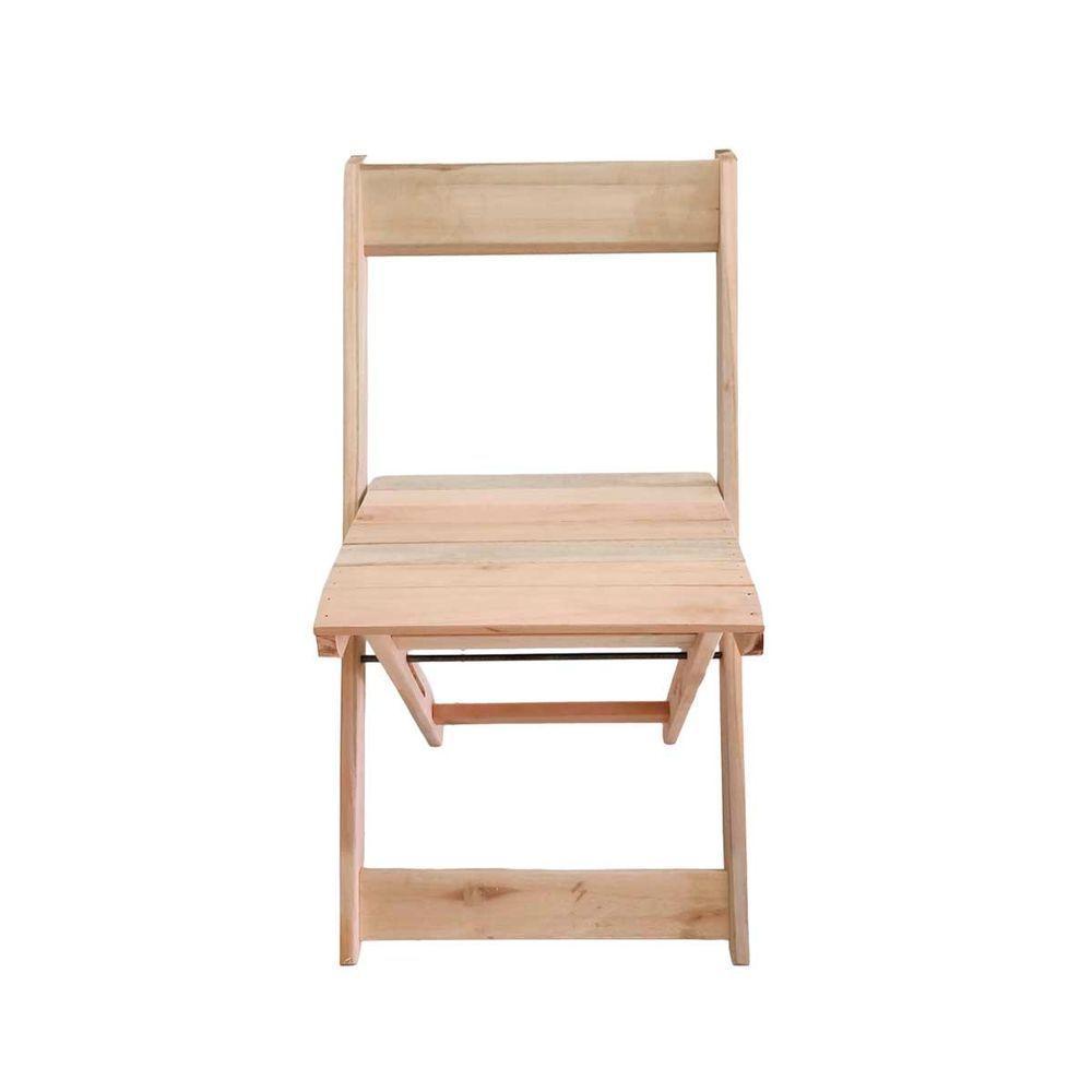 Cadeira De Bar Dobrável De Madeira Maciça Ismalu Natural - 1