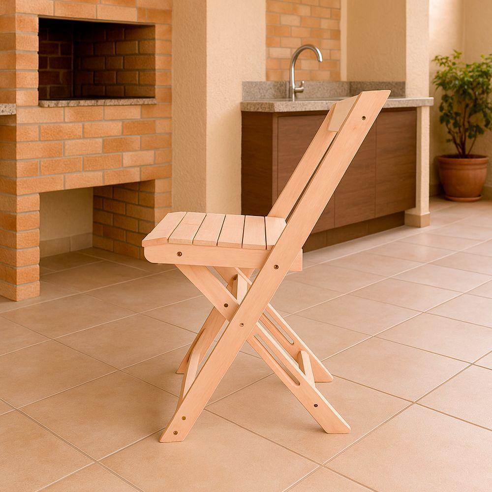 Cadeira De Bar Dobrável De Madeira Maciça Ismalu Natural - 2