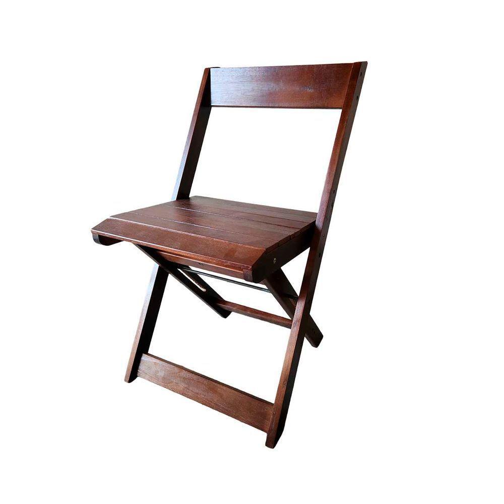 Kit 4 Cadeiras Dobráveis De Madeira Eucalipto Natural Imbuia - 1