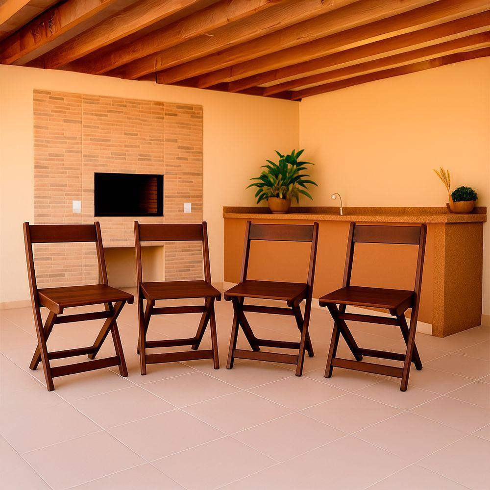 Kit 4 Cadeiras Dobráveis De Madeira Eucalipto Natural Imbuia - 2