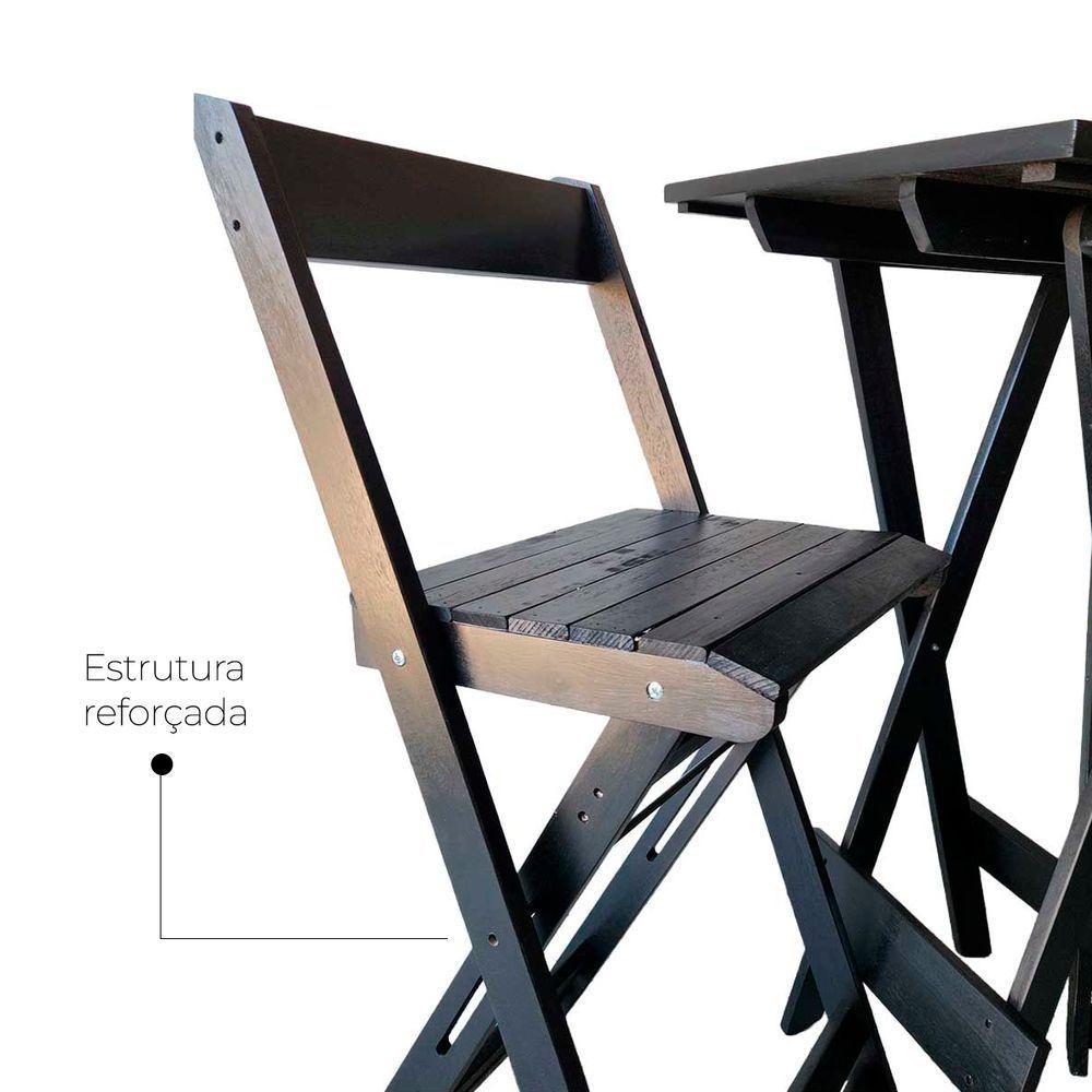 Mesa Bistrô Para Area Gourmet Dobrável De Madeira Maciça Preto - 9