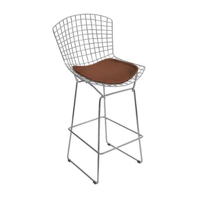 Banqueta Bertoia Cromada D70 Assento Sintético Marrom