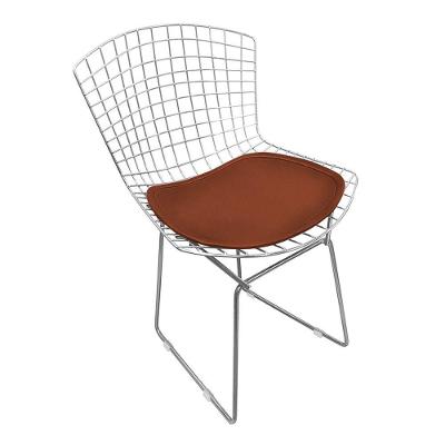 Cadeira Bertoia Cromada Com Assento Sintético Marrom
