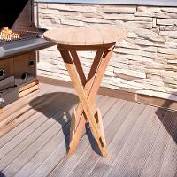 Mesa Bistrô Para Churrasqueira Dobrável De Madeira Maciça Natural - 3