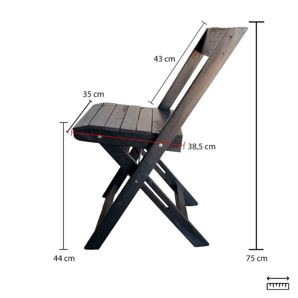 Cadeira Dobrável De Madeira Maciça Para Churrasqueira Ismalu Preto - 9