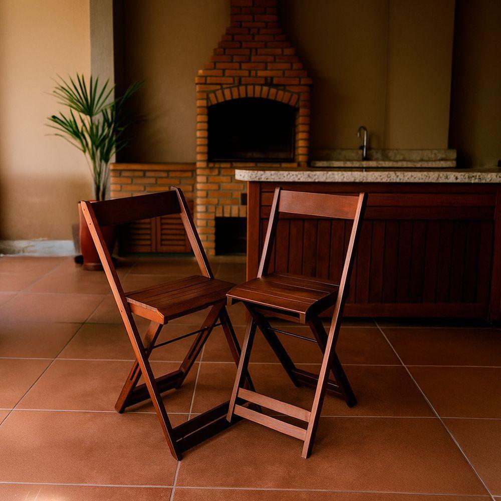 Conjunto Com 2 Banquetas Dobráveis Em Eucalipto Imbuia - 2