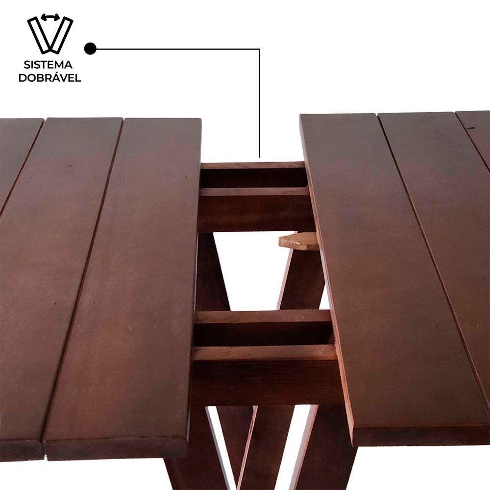 Mesa Bistrô Para Churrasqueira Dobrável De Madeira Maciça Imbuia - 7