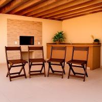 Kit 4 Cadeiras Dobráveis De Madeira Para Churrasqueira Imbuia - 2