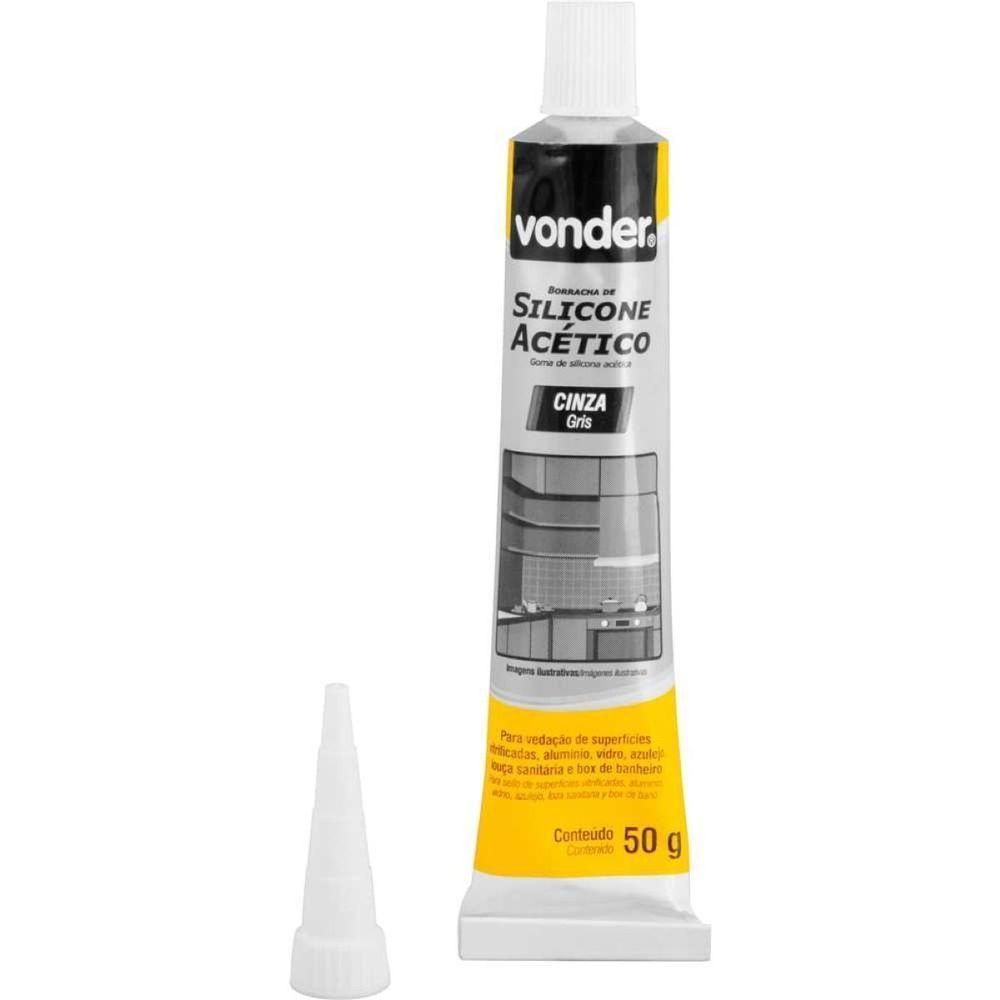 Borracha Silicone Cinza 50g Acético Tubete Vonder - 5