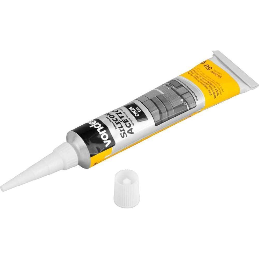 Borracha Silicone Cinza 50g Acético Tubete Vonder - 6