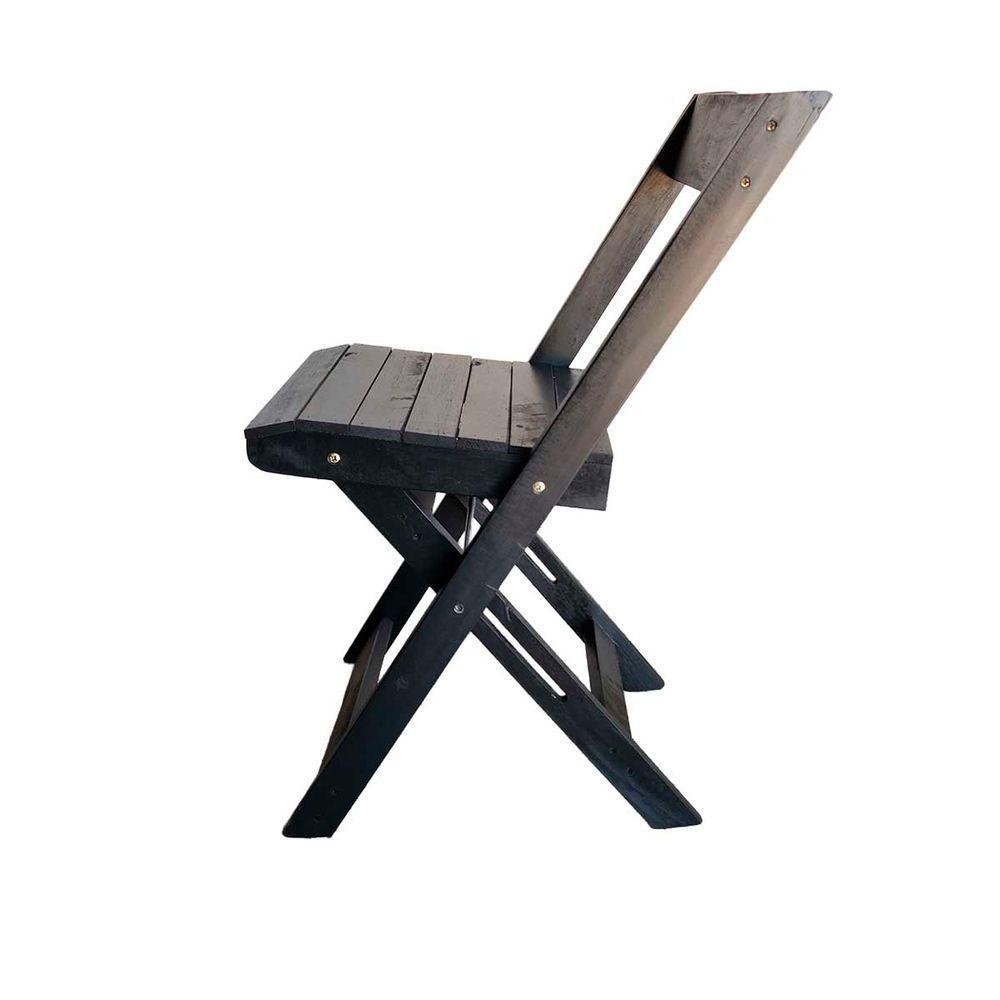 Kit 4 Cadeiras Dobráveis De Madeira Para Bar Ismalu Preto - 3