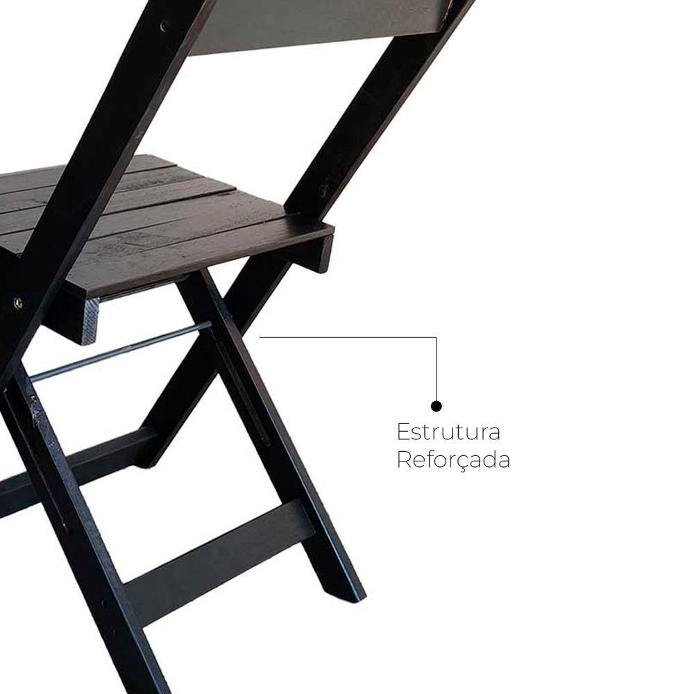 Kit 4 Cadeiras Dobráveis De Madeira Para Bar Ismalu Preto - 7