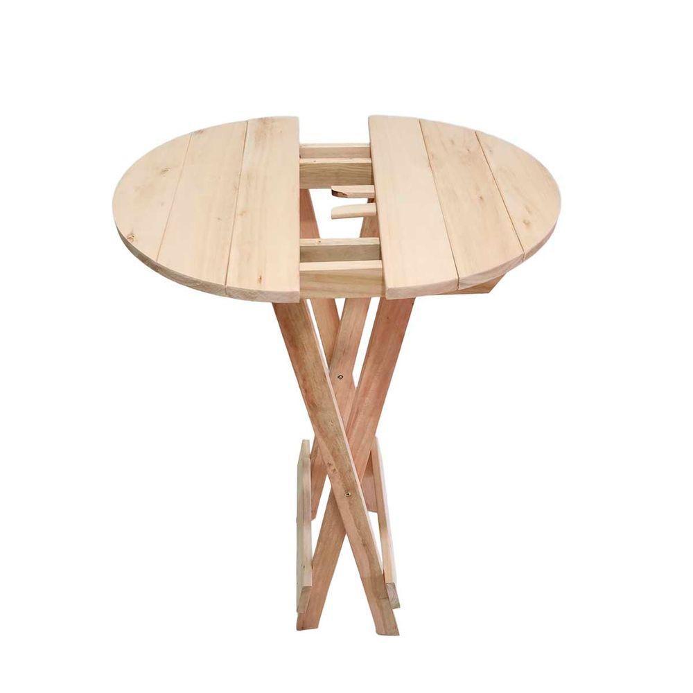 Mesa Bistrô Para Area Gourmet Dobrável De Madeira Maciça Natural - 4