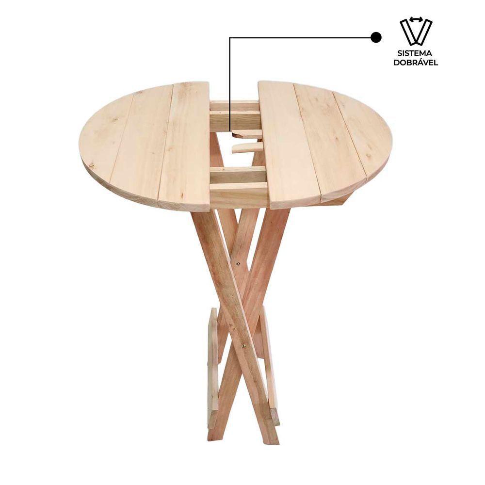 Mesa Bistrô Para Area Gourmet Dobrável De Madeira Maciça Natural - 8