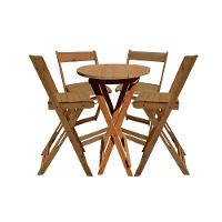 Bistrô Com 4 Banquetas Para Bar Dobrável De Madeira Ismalu Mel - 1