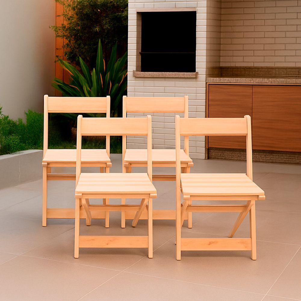 Kit 4 Cadeiras Dobráveis De Madeira Para Area Gourmet Ismalu Natural - 2