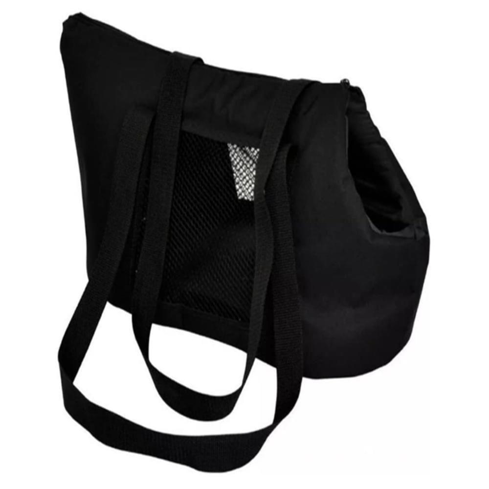 Bolsa Mochila Pet Cachorro Preta Gato Dobravel Viagem Passeio Carro Sacola Alca Ombro - 4