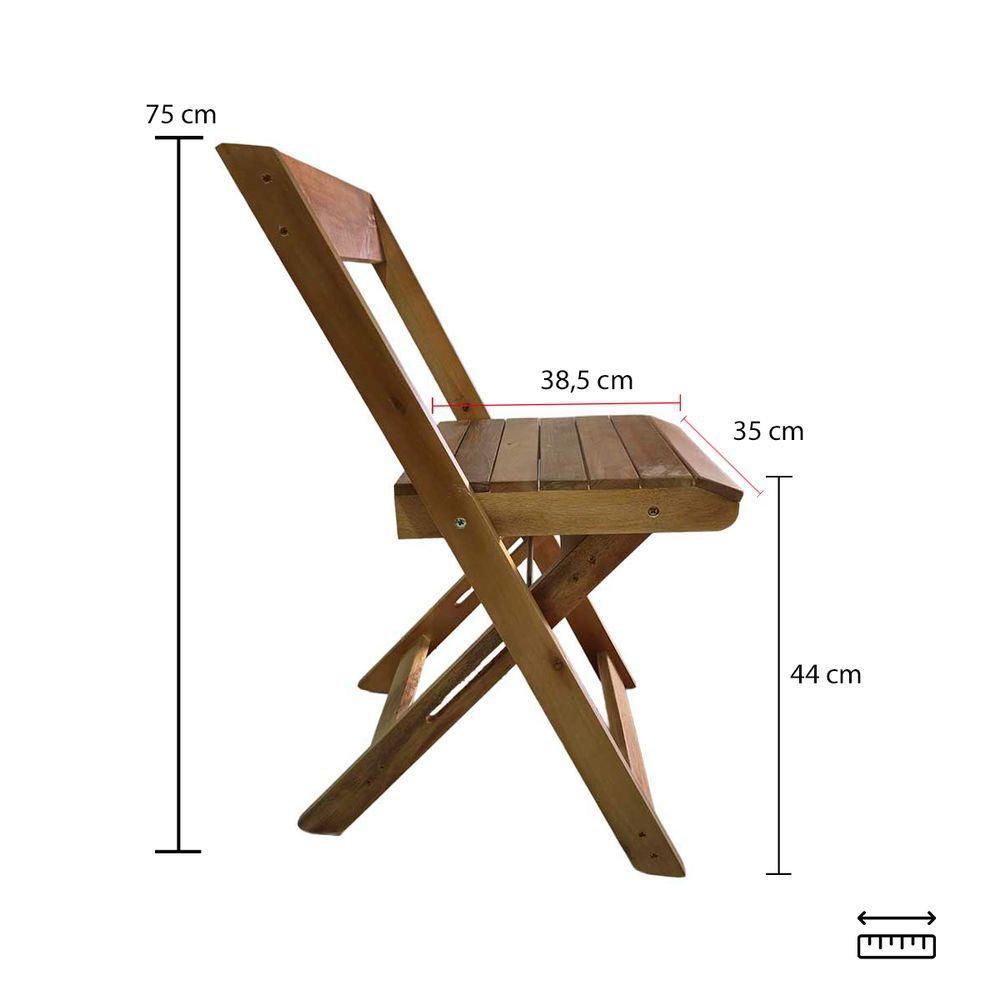Kit 4 Cadeiras Dobráveis De Madeira Para Churrasqueira Mel - 9