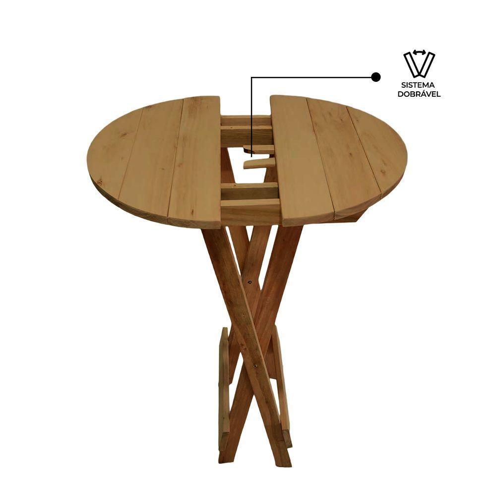 Mesa Bistrô Para Churrasqueira Dobrável De Madeira Maciça Mel - 7