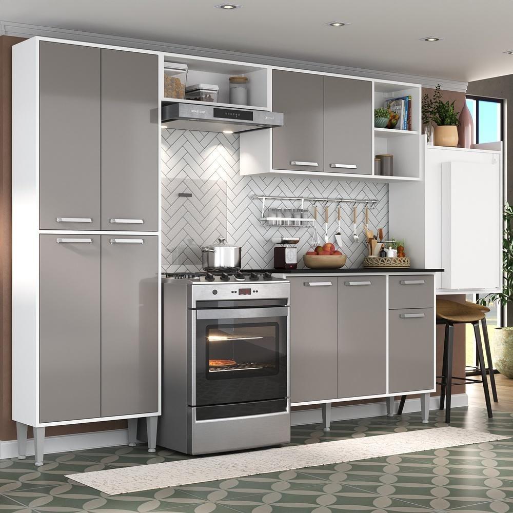 Cozinha Completa Mesa Dobrável Multimóveis Branca/lacca Fumê - 4