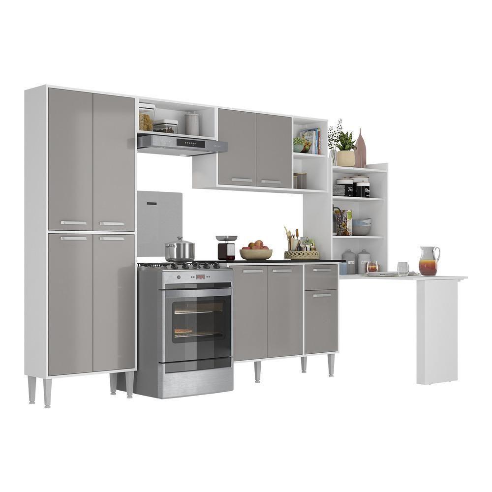 Cozinha Completa Mesa Dobrável Multimóveis Branca/lacca Fumê - 5