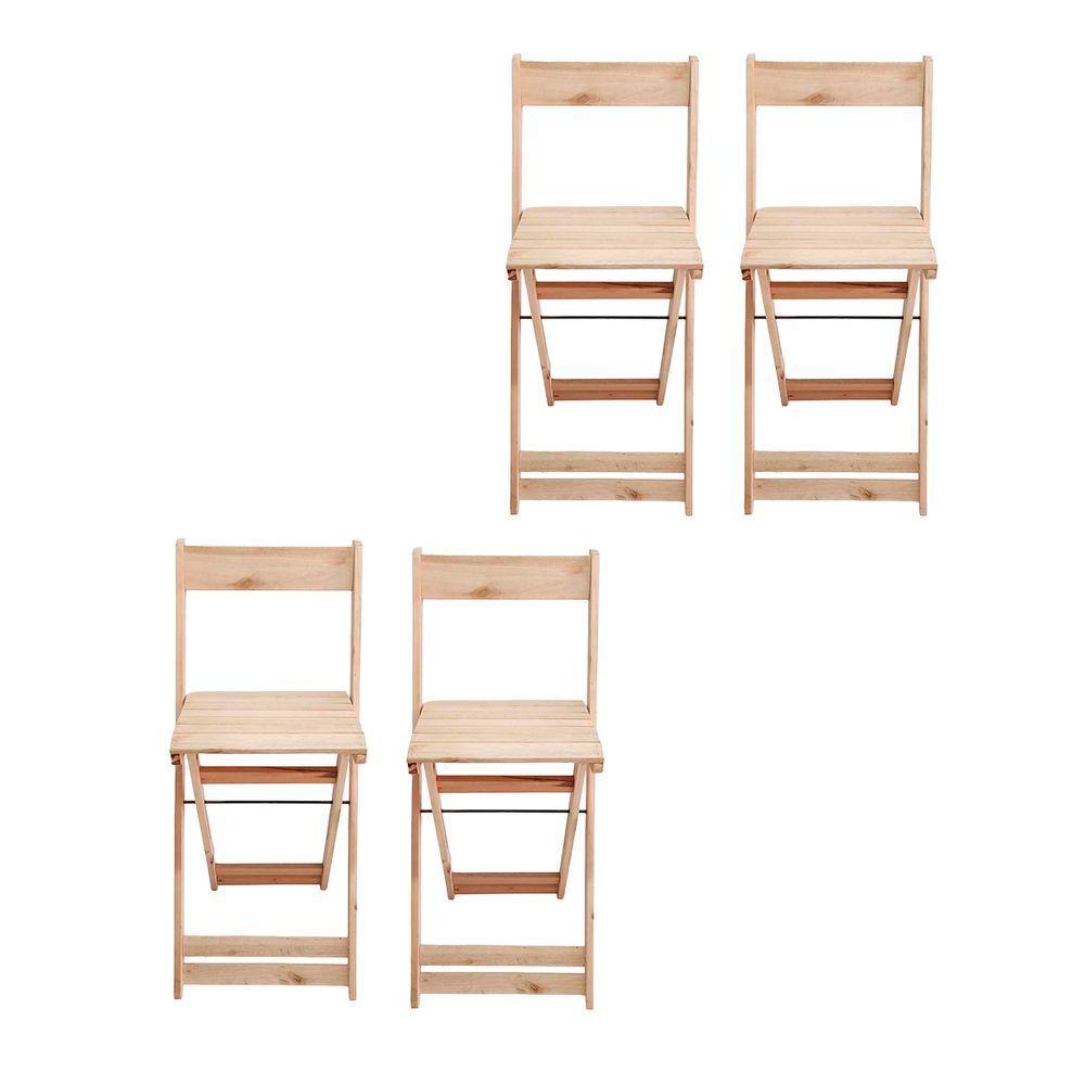 Conjunto 4 Banquetas Dobráveis Bistro E Balcão Em Madeira Natural - 1