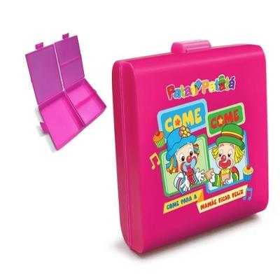 Lancheira Escolar Patati Patata Infantil Marmita 3 Divisorias Meninas Pote Duplo Passeio Trava Rosa