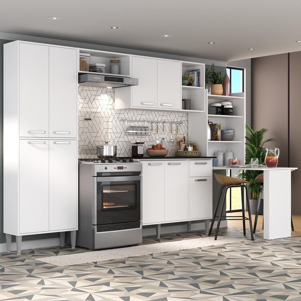 Cozinha Completa C/ Mesa Dobrável Siena Multimóveis Branca - 5