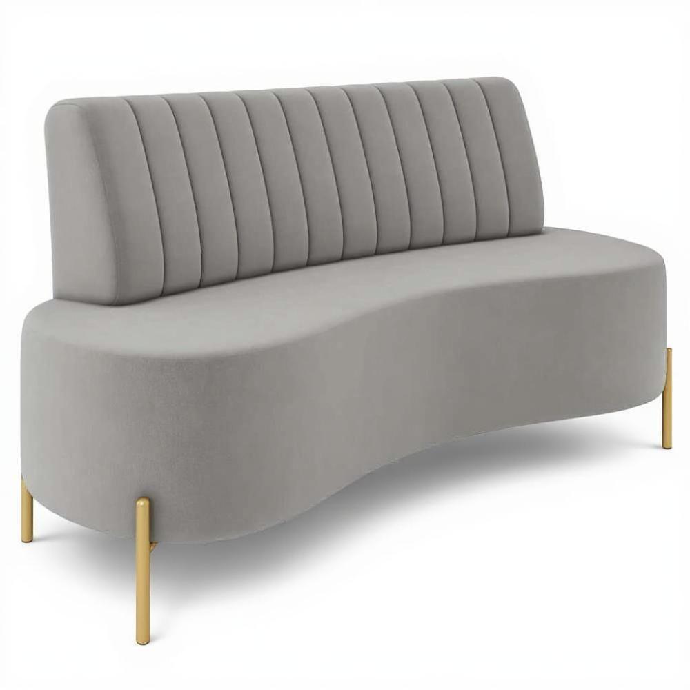Sofá 2 Lugares 160cm Pés Aço Dourado Tamar Veludo Cinza Z08 - Mpozenato - 1