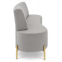 Sofá 2 Lugares 160cm Pés Aço Dourado Tamar Veludo Cinza Z08 - Mpozenato - 6