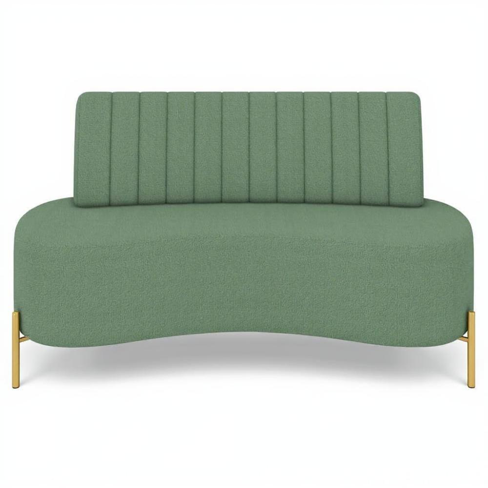 Sofá 2 Lugares 135cm Pés Aço Dourado Tamar Boucle Verde Z08 - Mpozenato - 5