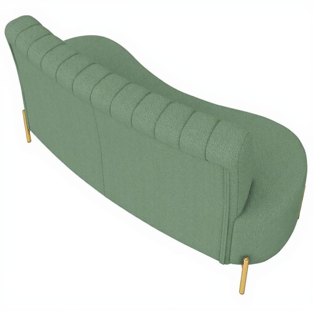 Sofá 2 Lugares 135cm Pés Aço Dourado Tamar Boucle Verde Z08 - Mpozenato - 7