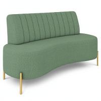 Sofá 2 Lugares 135cm Pés Aço Dourado Tamar Boucle Verde Z08 - Mpozenato - 2
