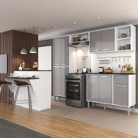 Cozinha Completa C/ Bancada Multimóveis Branca/lacca Fumê