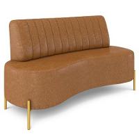 Sofá 2 Lugares 160cm Pés Aço Dourado Tamar Sintético Camel Z08 - Mpozenato - 5