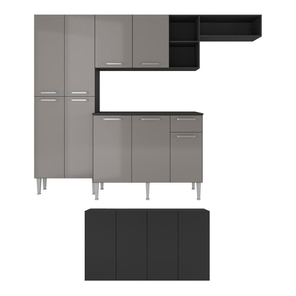 Cozinha Completa C/ Aparador Multimóveis Preta/lacca Fumê - 1