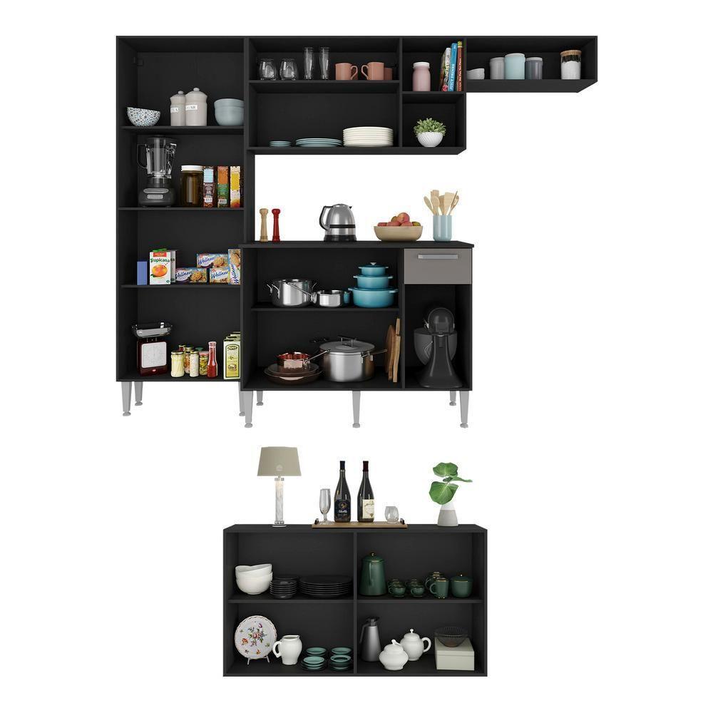 Cozinha Completa C/ Aparador Multimóveis Preta/lacca Fumê - 5