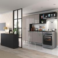 Cozinha Completa C/ Aparador Multimóveis Preta/lacca Fumê