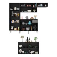 Cozinha Completa C/ Aparador Multimóveis Preta/lacca Fumê - 5