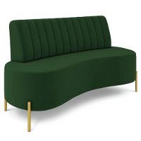 Sofá 2 Lugares 135cm Pés Aço Dourado Tamar Veludo Verde Z08 - Mpozenato - 2